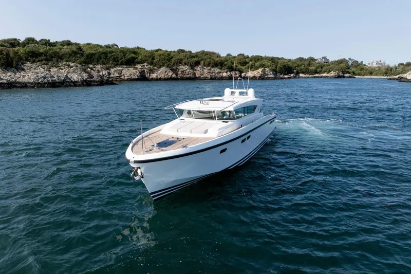  Yacht Photos Pics 2017 Delta Powerboats 54 IPS cruising on scenic coastal waters.