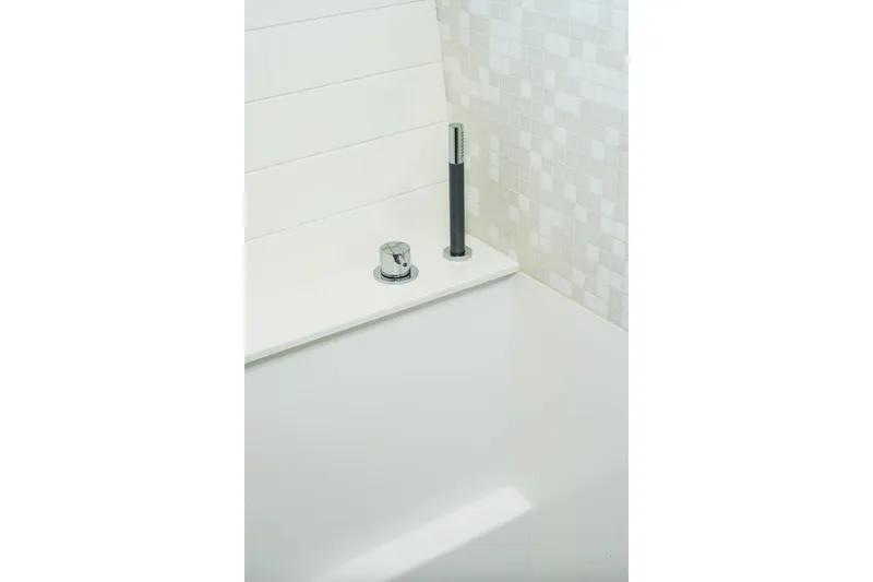  Yacht Photos Pics Modern bathroom faucet and showerhead on Delta Powerboats 54 IPS, 2017 model.