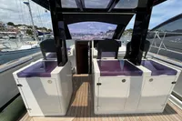 Fjord 40 Open 2015 yacht interior with sleek design and modern seating.