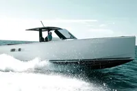 2015 Fjord 40 Open yacht cruising on the ocean.