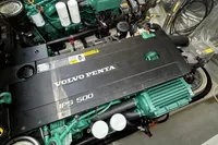 Engine room of a 2015 Fjord 40 Open with Volvo Penta IPS 500 engines.