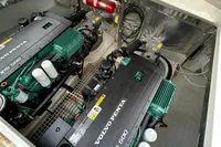 Engine compartment of a 2015 Fjord 40 Open with Volvo Penta IPS 500 engines.