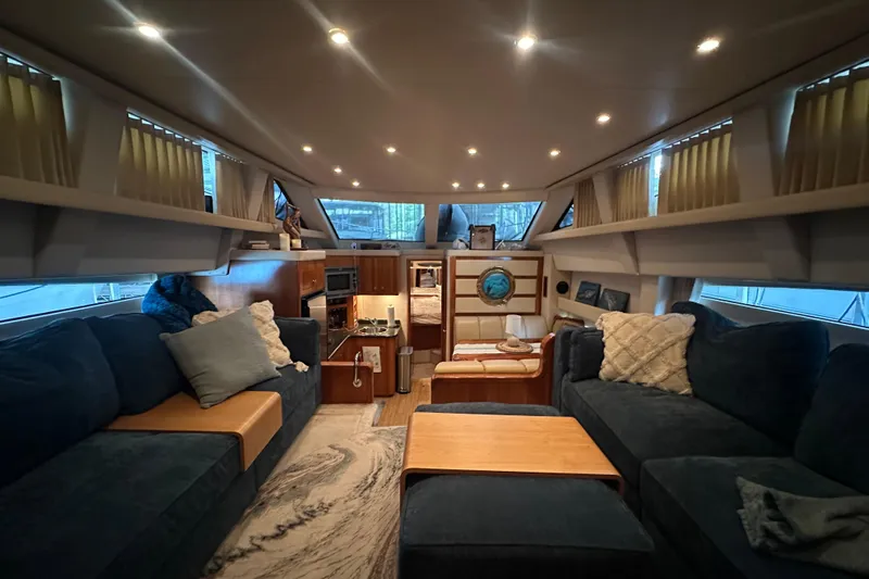 Stay The Course Yacht Photos Pics Luxurious interior of 2006 Carver 43 Motor Yacht with plush seating and modern amenities.