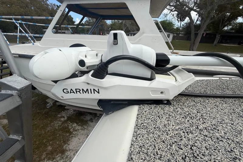  Yacht Photos Pics Eastward 30 boat with Garmin equipment, 2022 model, docked outdoors.