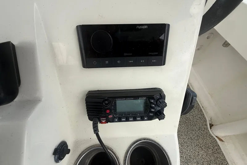  Yacht Photos Pics Control panel of 2022 Eastward 30 boat with radio and audio system.