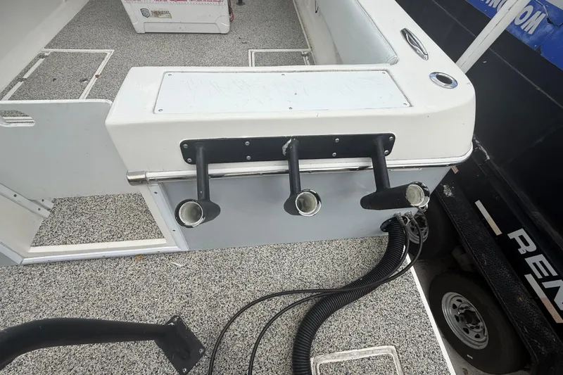  Yacht Photos Pics Boat interior with rod holders, Eastward 30 model, 2022, featuring non-slip flooring.