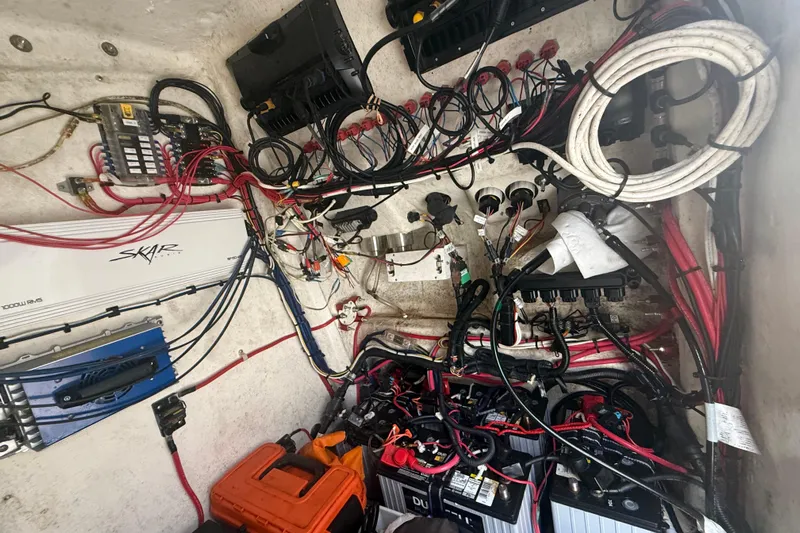  Yacht Photos Pics Electrical wiring and components inside a 2022 Eastward 30 boat.