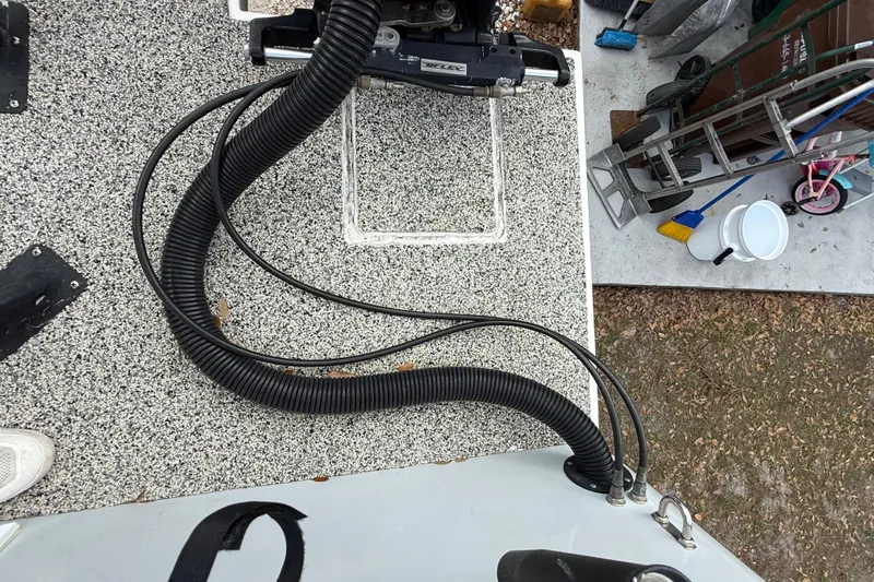  Yacht Photos Pics Boat deck with coiled cables, Eastward 30 model, 2022, outdoor setting.