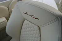 2024 Chris-Craft Launch 28 GT seat with embossed logo and elegant stitching.