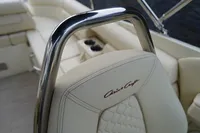 2024 Chris-Craft Launch 28 GT interior with elegant cream seating and stainless steel accents.