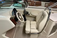 2024 Chris-Craft Launch 28 GT interior with luxurious beige seating and modern dashboard.