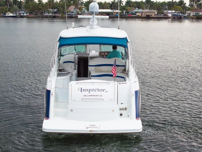  Yacht Photos Pics 2008 Formula 40 Performance Cruiser on water, rear view with American flag.