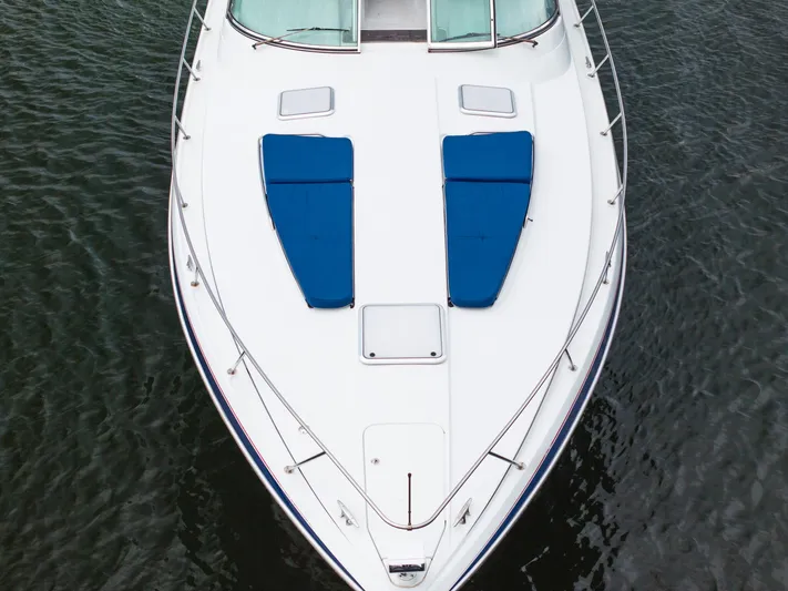  Yacht Photos Pics 2008 Formula 40 Performance Cruiser on water, aerial view, featuring blue sun pads.
