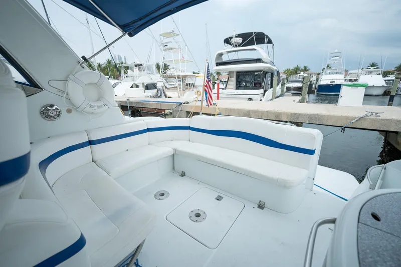  Yacht Photos Pics 2008 Formula 40 Performance Cruiser docked, featuring spacious seating and sleek design.