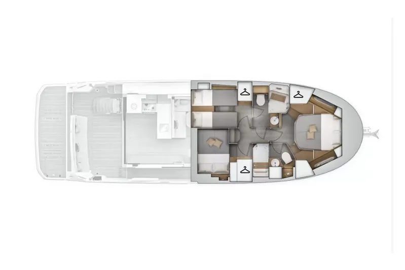  Yacht Photos Pics Manufacturer Provided Image: Floor plan of 2026 Beneteau Swift Trawler 48, showcasing cabin layout and amenities.