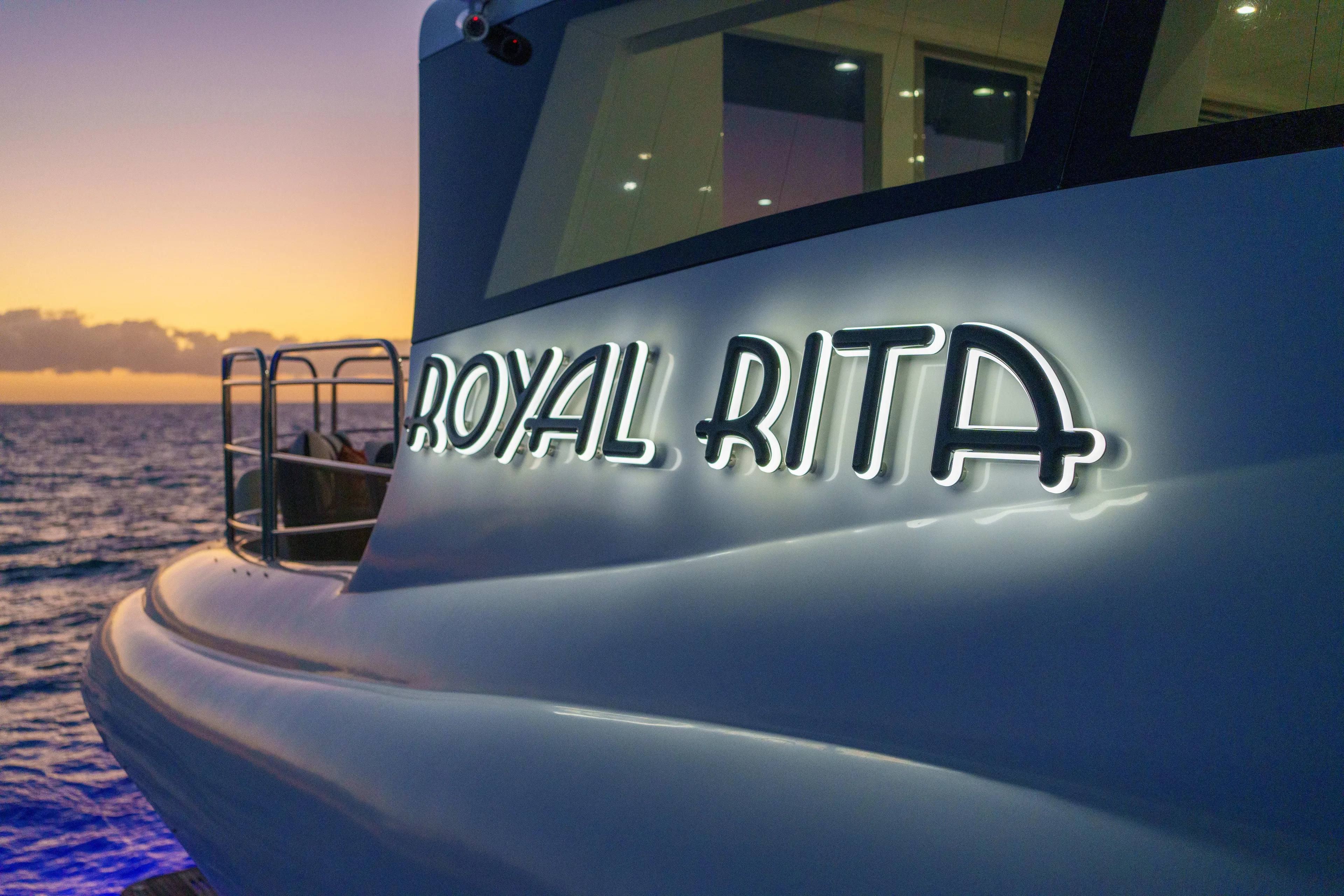 Royal Rita Yacht Photos Pics Sunreef 70 yacht "Royal Rita" at sunset, 2016 model.