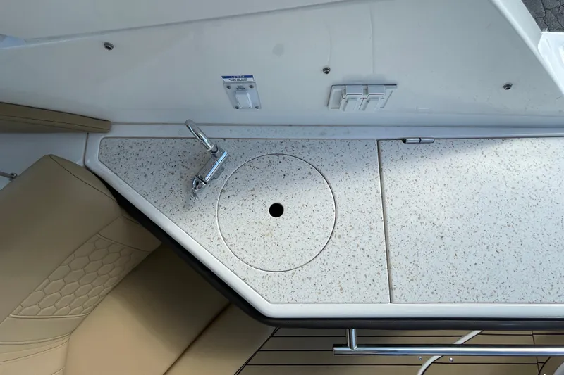  Yacht Photos Pics 2020 Sea Ray Sundancer 320 boat interior with sink and countertop.