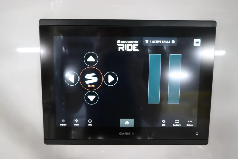  Yacht Photos Pics Touchscreen display on 2024 SeaCraft 23CC boat showing Seakeeper Ride interface.