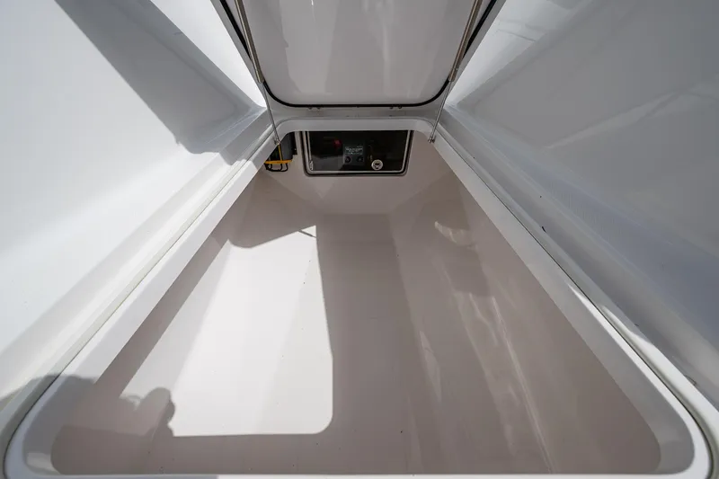 It's Time Yacht Photos Pics Storage compartment of a 2015 Bahama 41 boat, featuring a spacious interior.