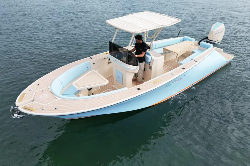  Yacht Photos Pics 2026 Lilybaeum Levanzo 25 Lounge Deck boat on water, featuring sleek design and modern amenities.