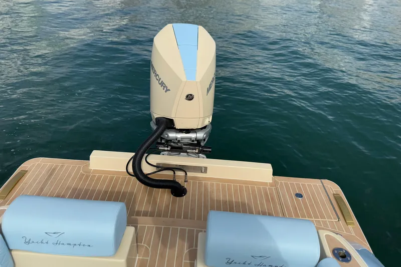  Yacht Photos Pics Lilybaeum Levanzo 25 Lounge Deck 2026 with Mercury engine on calm water.