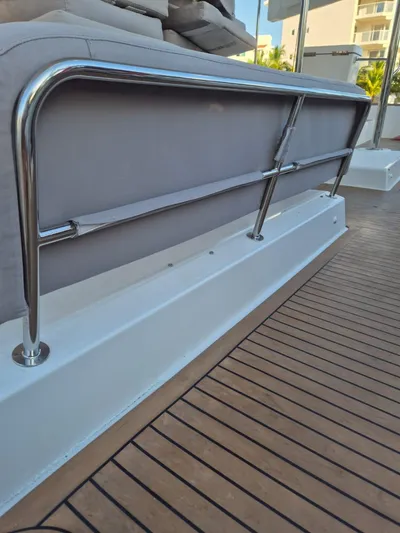 Chapter Two Yacht Photos Pics Lagoon 450 yacht deck with stainless steel railing, 2014 model.