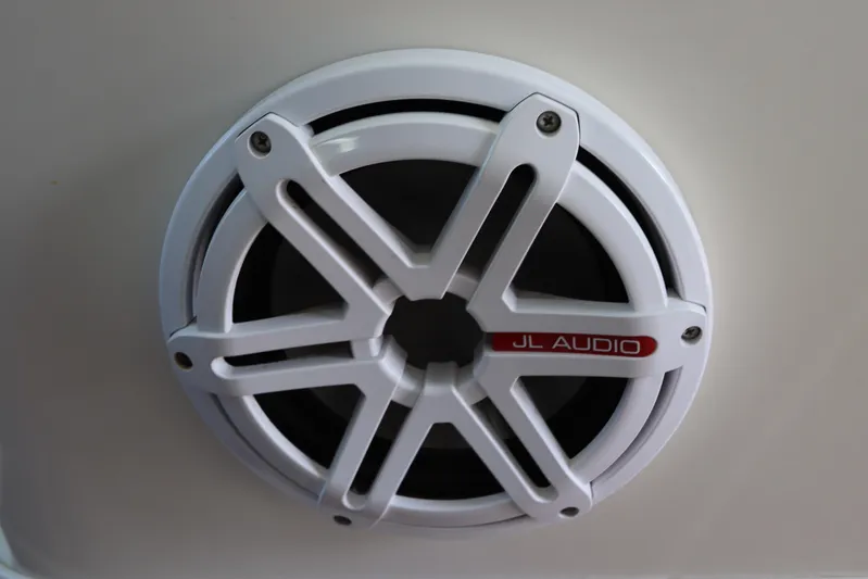  Yacht Photos Pics White JL Audio speaker on a 2004 Sea Ray 420 Sundancer boat.