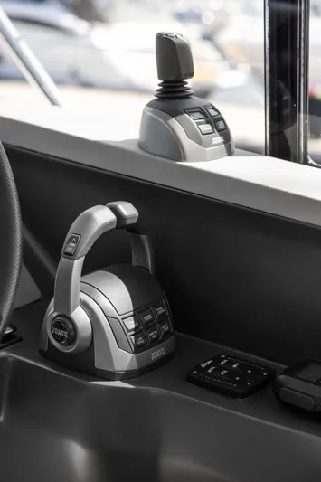 V40188 Yacht Photos Pics 2024 Princess V40 yacht control panel with joystick and throttle levers.