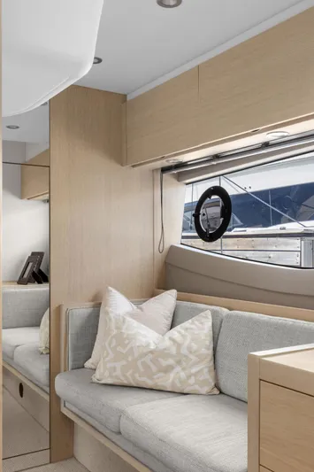 V40188 Yacht Photos Pics Luxurious interior of 2024 Princess V40 yacht with modern seating and elegant design.