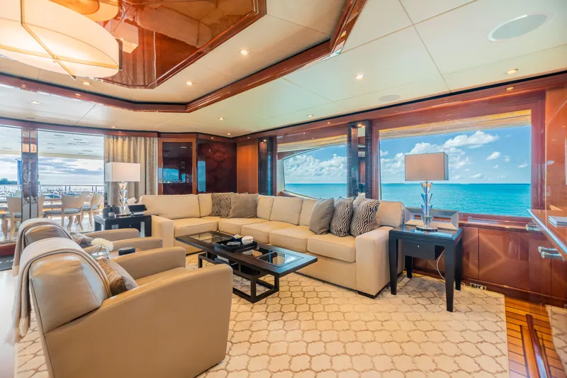 Impromptu Yacht Photos Pics Luxurious interior of 2011 Trinity Yachts CUSTOM with ocean view.