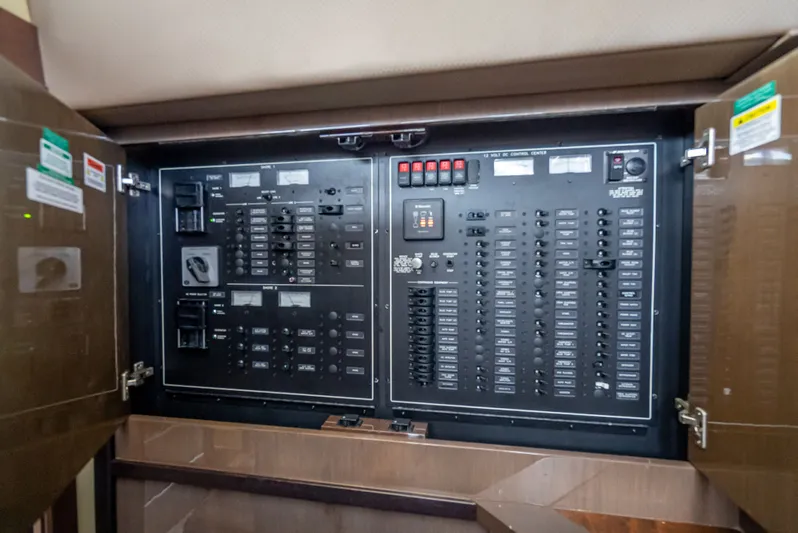 Pier Pressure Yacht Photos Pics Electrical control panel in 2017 Carver C52 Coupe.