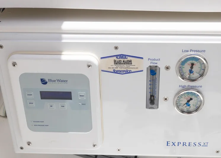  Yacht Photos Pics Control panel of Blue Water Desalination system on 2021 HCB 53 Sueños boat.
