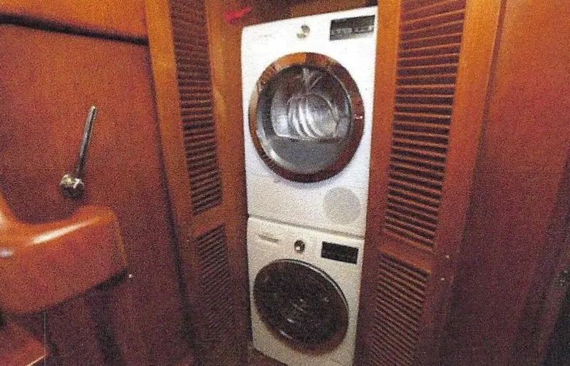 Wendy Lynn Yacht Photos Pics Stacked washer and dryer in 1984 Ocean Alexander Flying Bridge Motor Yacht.