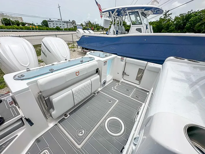  Yacht Photos Pics 2024 Sea Fox 328 Commander boat interior with sleek design and modern features.