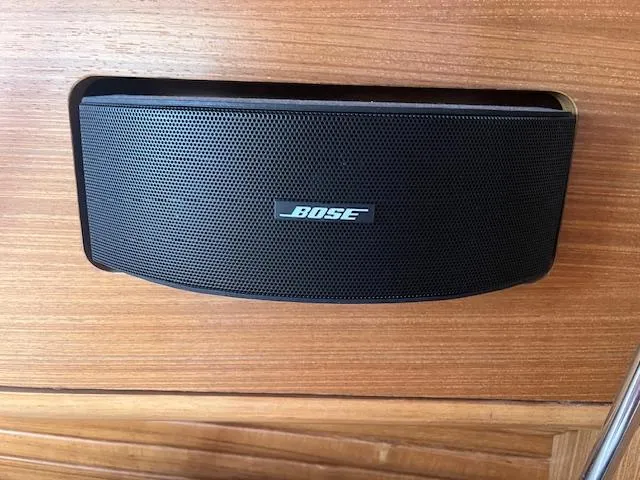 Rita Gale Yacht Photos Pics Bose speaker mounted on wooden panel in Catalina 355, 2012 model.