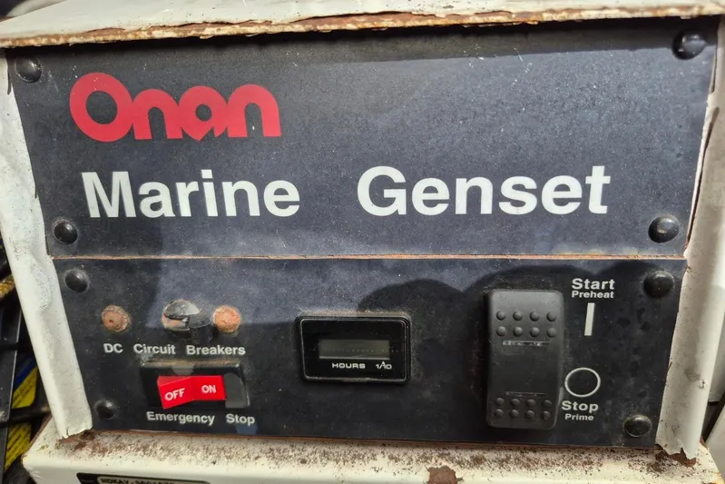  Yacht Photos Pics Onan Marine Genset control panel on 2004 Riviera 4000 Offshore boat.