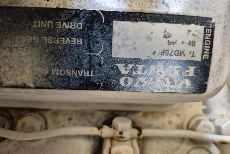  Yacht Photos Pics Close-up of a Volvo Penta engine label on a 2004 Riviera 4000 Offshore.