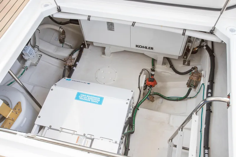  Yacht Photos Pics Engine compartment of 2026 Cruisers Yachts 50 GLS with Kohler generator and wiring.