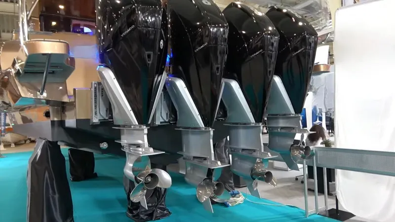 1676 Yacht Photos Pics Four outboard motors on a Custom RIB 60 boat, year 2023.