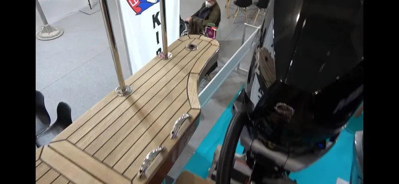 1676 Yacht Photos Pics Custom RIB 60 boat with wooden deck and outboard motor, 2023 model.