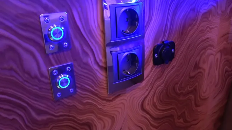 1676 Yacht Photos Pics Illuminated sockets and switches on wood panel, Custom RIB 60, 2023.