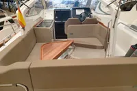 Luxurious interior of a 2022 Nimbus W9 boat with spacious seating and modern design.