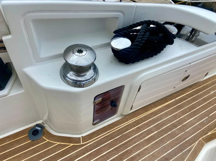  Yacht Photos Pics 2012 Azimut 55S yacht deck with winch and coiled rope.