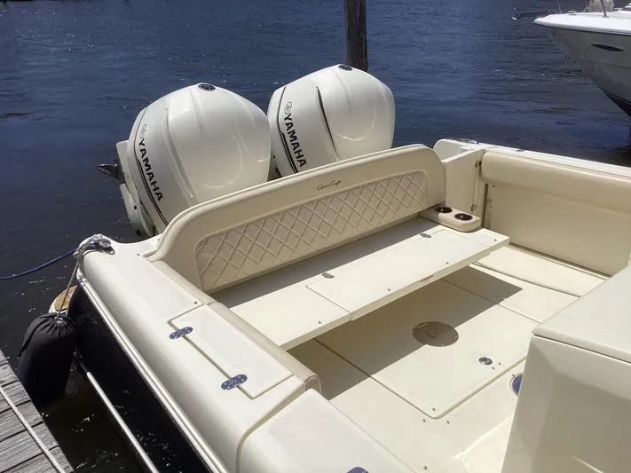  Yacht Photos Pics 2016 Chris-Craft 34 Catalina boat with twin Yamaha outboard engines docked.
