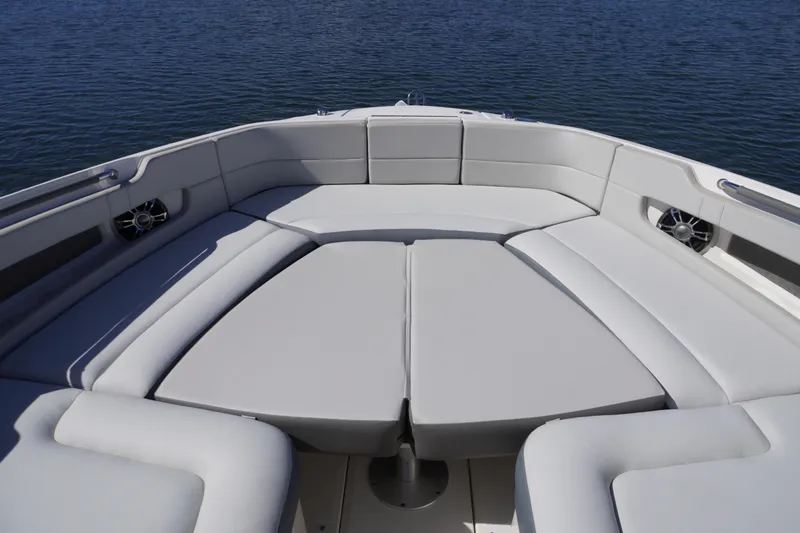  Yacht Photos Pics 2020 Sea Ray SLX 310 Outboard boat with spacious seating on calm water.