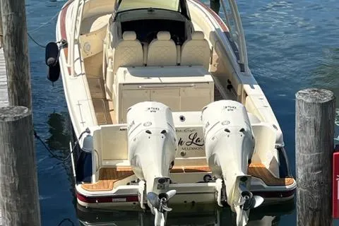  Yacht Photos Pics 2016 Chris-Craft 34 Catalina boat docked with twin outboard engines.