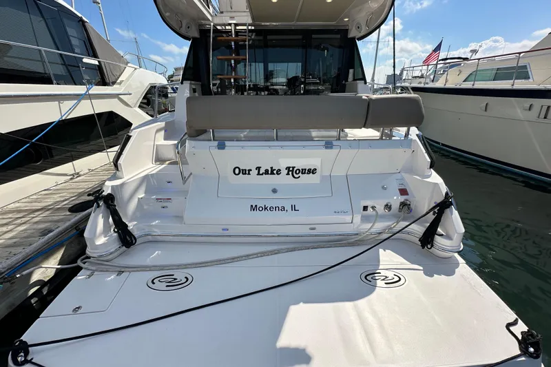  Yacht Photos Pics 2019 Regal 42 Fly yacht docked, named "Our Lake House," Mokena, IL.