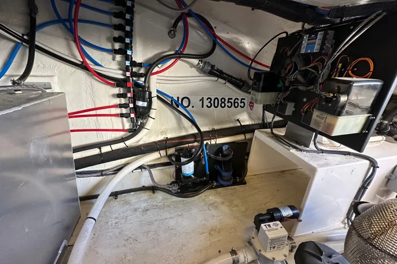  Yacht Photos Pics Engine room of 2019 Regal 42 Fly with wiring and equipment.