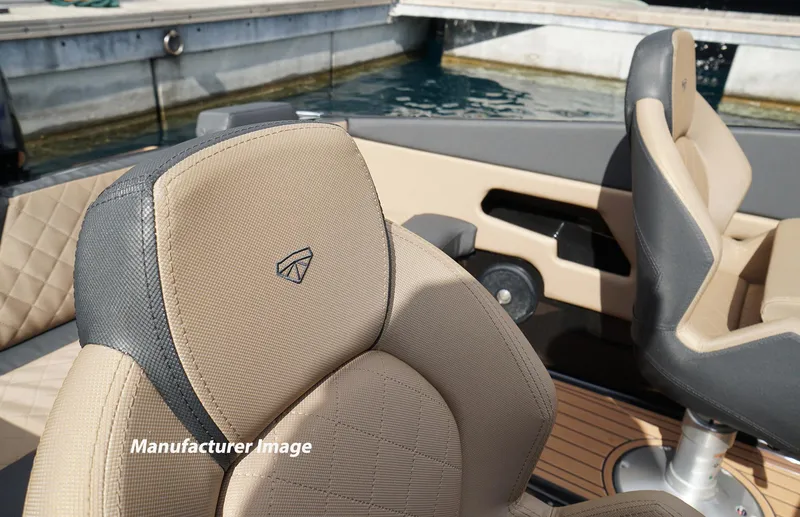  Yacht Photos Pics 2024 D-Boat 22 Diamond Series interior with luxurious beige and gray seating.
