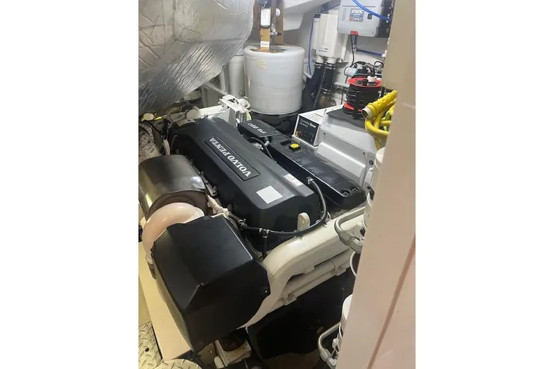  Yacht Photos Pics Engine room of 2020 Riviera 6000 Sport Yacht Platinum Edition with Volvo Penta engine.